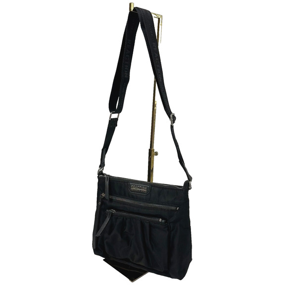 Reaction Kenneth Cole Womens Handbag Nylon Black Crossbody Bag - Picture 1 of 15